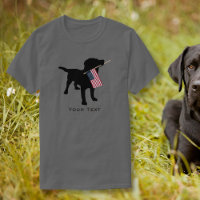 Black Lab Dog holding USA Flag, 4th of July