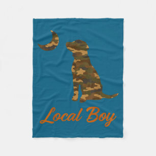 Black Lab Dog Local Southern Boy Camo Duck Hunting Fleece Blanket