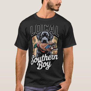 Black Lab Dog Local Southern Boy Camo Duck Hunting T-Shirt