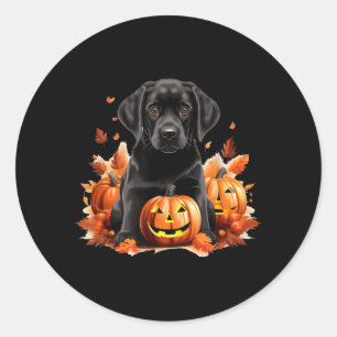 Black Lab Dog Mum Dad Halloween Fall Funny Classic Round Sticker