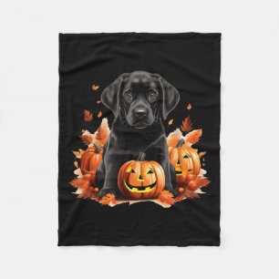 Black Lab Dog Mum Dad Halloween Fall Funny Fleece Blanket