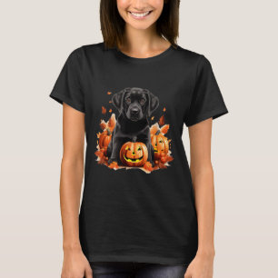 Black Lab Dog Mum Dad Halloween Fall Funny T-Shirt
