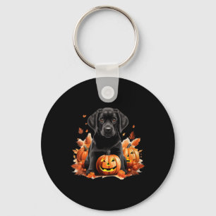Black Lab Dog Mum Dad Halloween Fall Funny V-Neck Key Ring