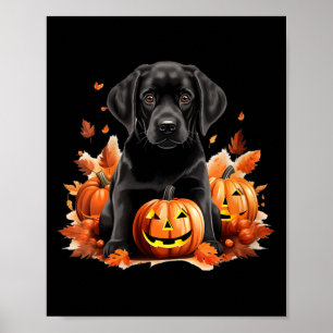 Black Lab Dog Mum Dad Halloween Fall Funny V-Neck Poster