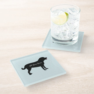Black Lab Dog Personalised Name Glass Coaster