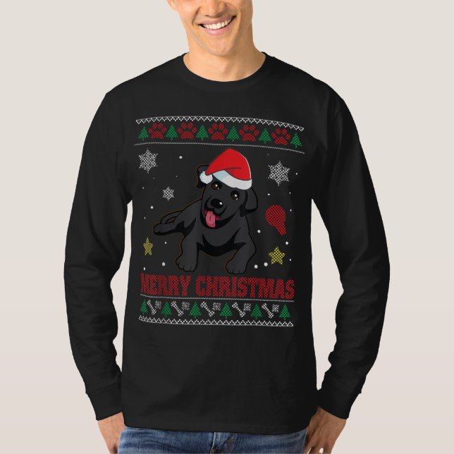 BLACK LAB Dog Santa Ugly Sweater Costume Merry Xma (Front)