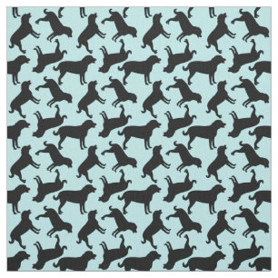 Black Lab Dog Silhouette Pattern Fabric