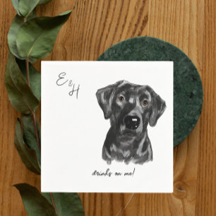 Black lab Dog  watercolor Wedding Cocktail Napkins