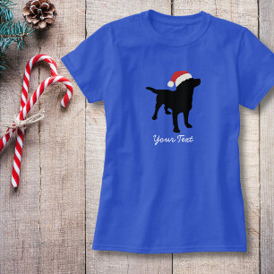 Black Lab Dog wearing Santa Claus Christmas Hat T-Shirt