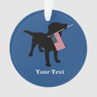 Black Lab Dog with USA American Flag, 4th of July