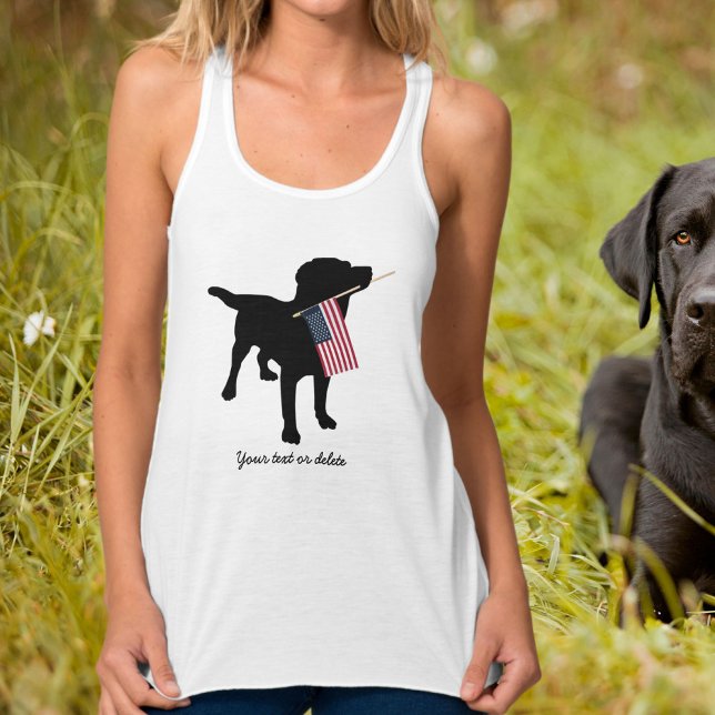 Black Lab Dog with USA American Flag, 4th of July Singlet (Creator Uploaded)
