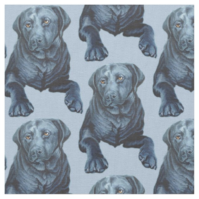 Black Lab Fabric Blue Dog Fabric Dog Pattern (Close Up)