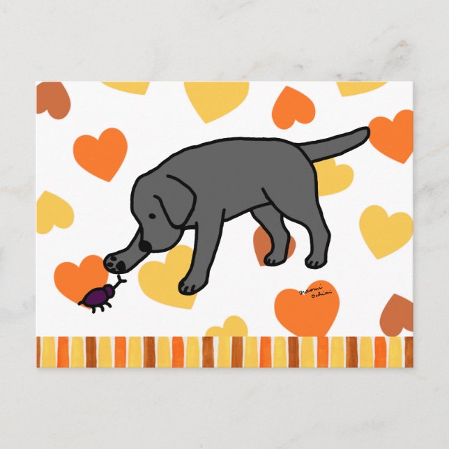 Black Lab Friendly Cartoon Black Labrador Postcard (Front)