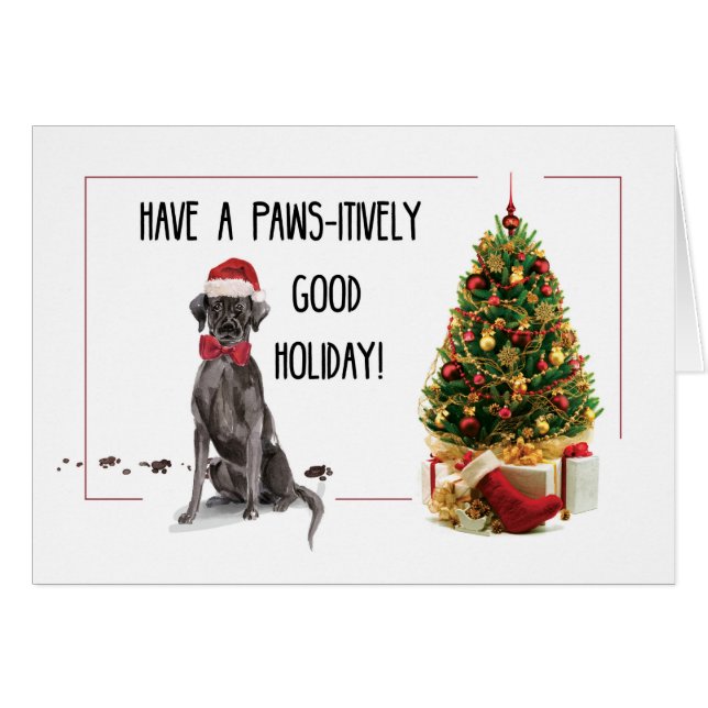 Black Lab Funny Christmas Dog and Tree (Front Horizontal)
