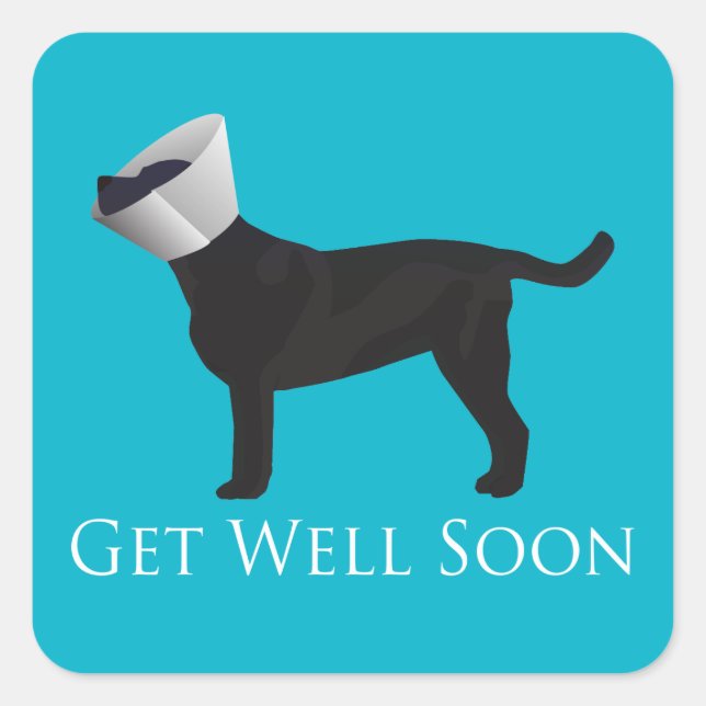 Black Lab Get Well Soon Design Square Sticker (Front)