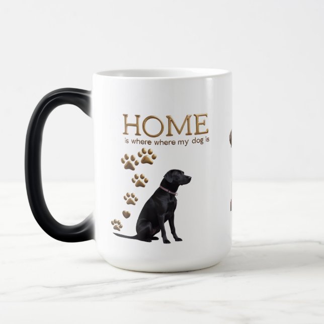 Black Lab Gold Paw Mug – Morphing 15oz (Left)