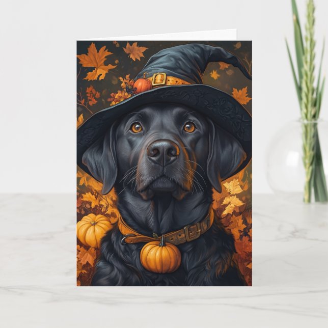 Black Lab Halloween Holiday Card (Front)