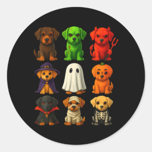 Black Lab Halloween Labrador Puppies In Costume Classic Round Sticker