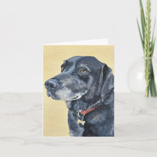 Black Lab Hand-Painted on Canvas Note Card