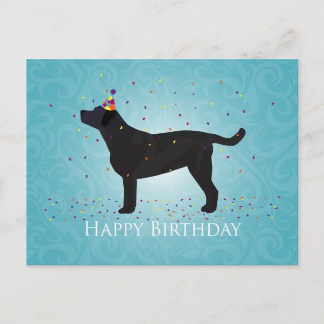 Black Lab Happy Birthday Card Design (Front)