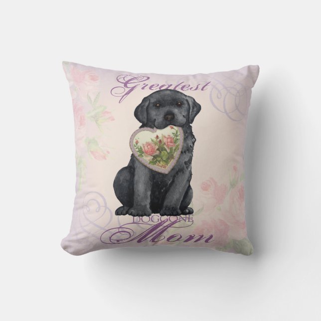 Black Lab Heart Mum Cushion (Front)