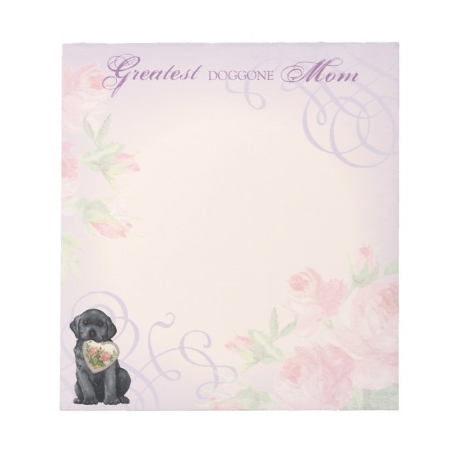 Black Lab Heart Mum Notepad (Front)