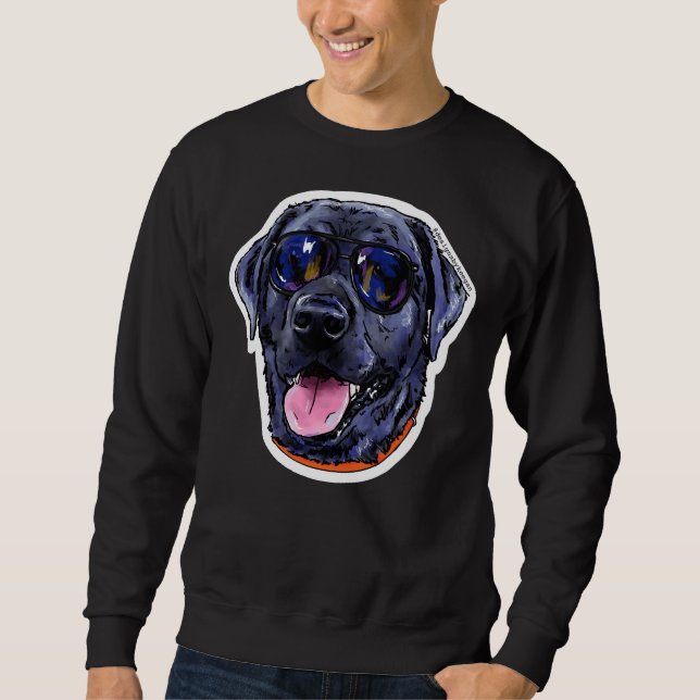 Black Lab In Sunglasses Sweatshirt (Front)