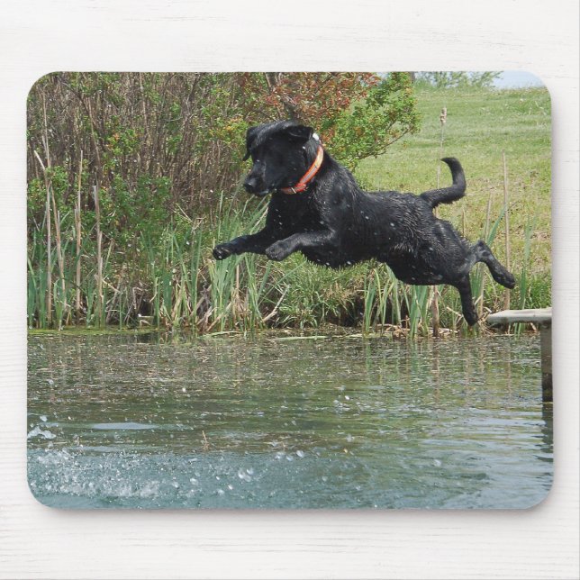 Black Lab Jumping mouse pad (Front)