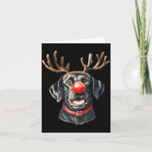 Black Lab Labrador Christmas Dog Reindeer Xmas Paj Card