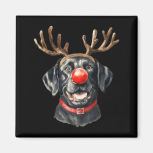 Black Lab Labrador Christmas Dog Reindeer Xmas Paj Magnet