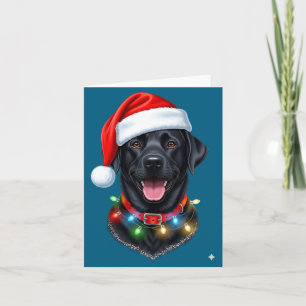 Black Lab Labrador Christmas Dog Santa Hat Light P Card
