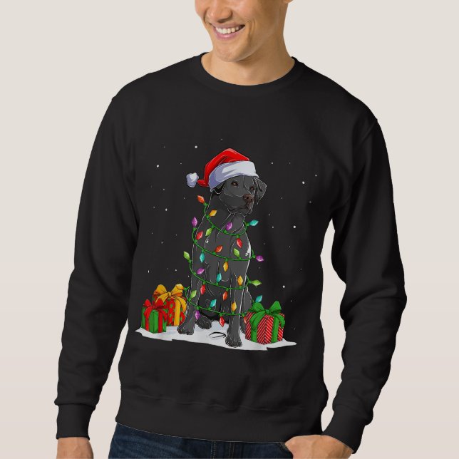 Black Lab Labrador Christmas Lights Pajama Dog Lov Sweatshirt (Front)