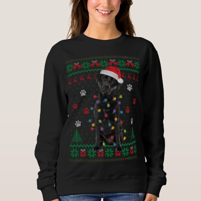 Black Lab Labrador Christmas Lights Santa Dog Love Sweatshirt (Front)