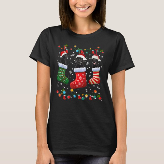 Black Lab Labrador Christmas Socks T-Shirt (Front)