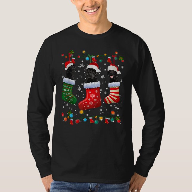 Black Lab Labrador Christmas Socks T-Shirt (Front)