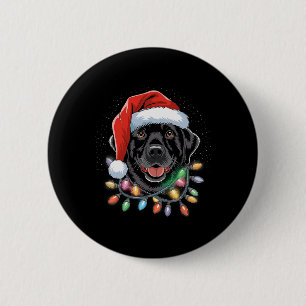 Black Lab Labrador Christmas Tree Light Pajama Dog 6 Cm Round Badge