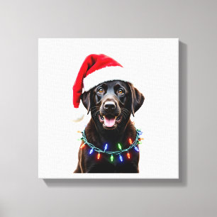 Black Lab Labrador Christmas Tree Light Pajama Dog Canvas Print