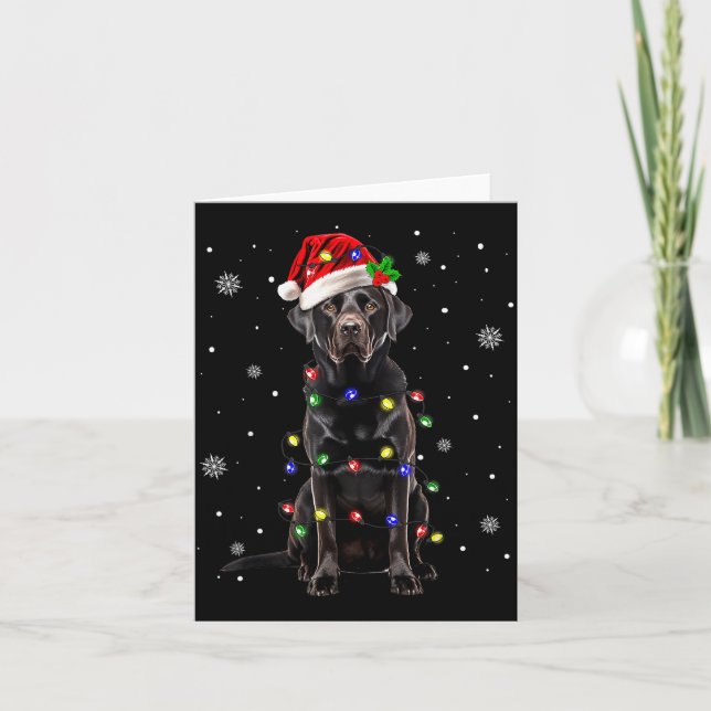 Black Lab Labrador Christmas Tree Light Pajama Dog Card (Front)