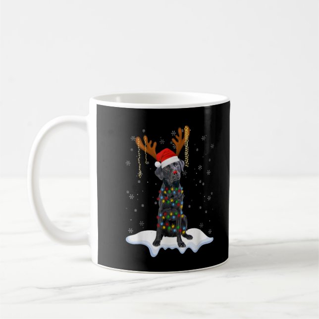 Black Lab Labrador Christmas Tree Light Pajama Dog Coffee Mug (Left)