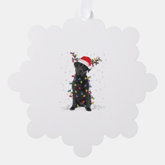 Black Lab Labrador Christmas Tree Light Pajama Dog Decoration Card (Front)