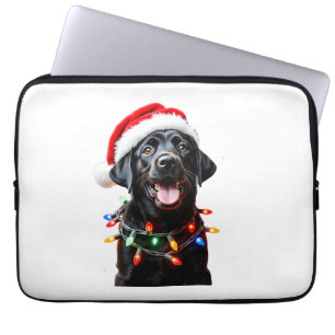 Black Lab Labrador Christmas Tree Light Pajama Dog Laptop Sleeve