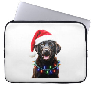 Black Lab Labrador Christmas Tree Light Pajama Dog Laptop Sleeve