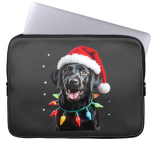 Black Lab Labrador Christmas Tree Light Pajama Dog Laptop Sleeve