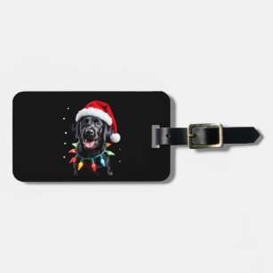 Black Lab Labrador Christmas Tree Light Pajama Dog Luggage Tag