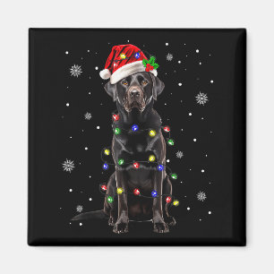 Black Lab Labrador Christmas Tree Light Pajama Dog Magnet