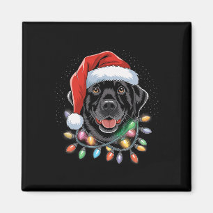 Black Lab Labrador Christmas Tree Light Pajama Dog Magnet