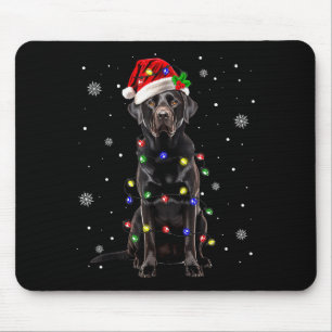 Black Lab Labrador Christmas Tree Light Pajama Dog Mouse Pad