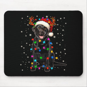 Black Lab Labrador Christmas Tree Light Pajama Dog Mouse Pad