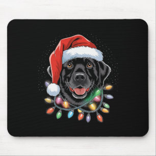 Black Lab Labrador Christmas Tree Light Pajama Dog Mouse Pad