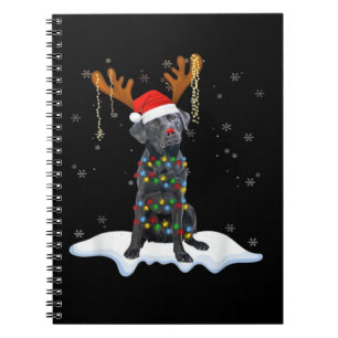 Black Lab Labrador Christmas Tree Light Pajama Dog Notebook
